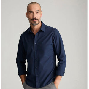 UNTUCKit Wrinkle-Free Castello Button Down Shirt L Slim Fit Navy